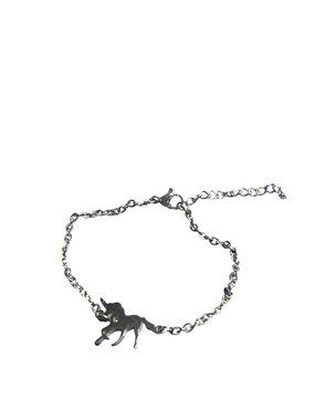 Silvertone Unicorn Bracelet 5.75 - 7.25 inches Long